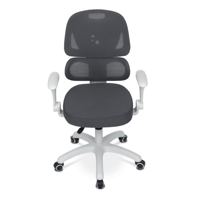 Dětská židle, výškově nastavitelná, šedá síťovina, KA-K1063 GREY