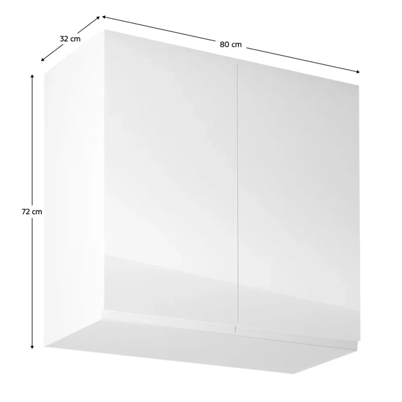 Horní skříňka AURORA G80, bílá / bílý extra vysoký lesk (80 x 72) cm