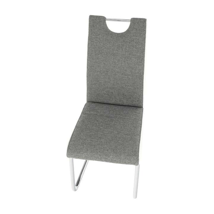 Židle, látka šedá / ekokůže bílá / chrom, Izma DOPRODEJ*