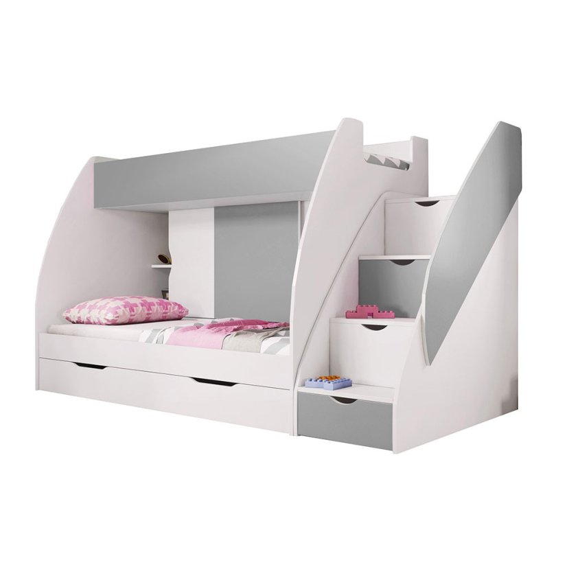 Dětská patrová postel MICKEY šedá / bílá