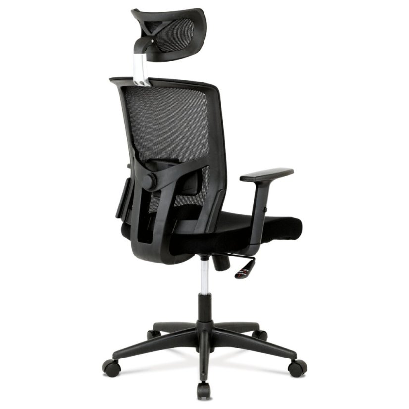 Kancelářská židle s podhlavníkem, látka mesh černá, houpací mechanismus