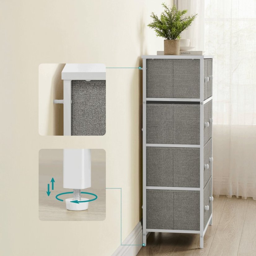 Komoda 56x30x93cm, kov, šedá, AUK-E1051 GREY - Barva: bílá#eup349564euv2