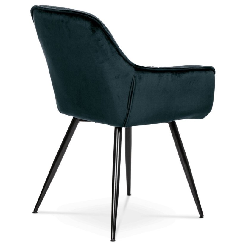 Jídelní židle, potah černá sametová látka, kovová 4nohá podnož, černý lak