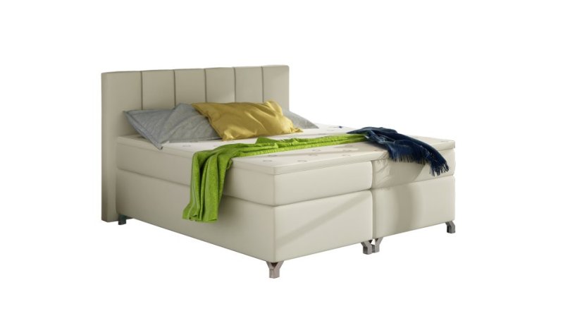 Kontinentální postel Boxspring BRAZIL béžová ekokůže - Vyberte rozměry: 140 x 200 cm