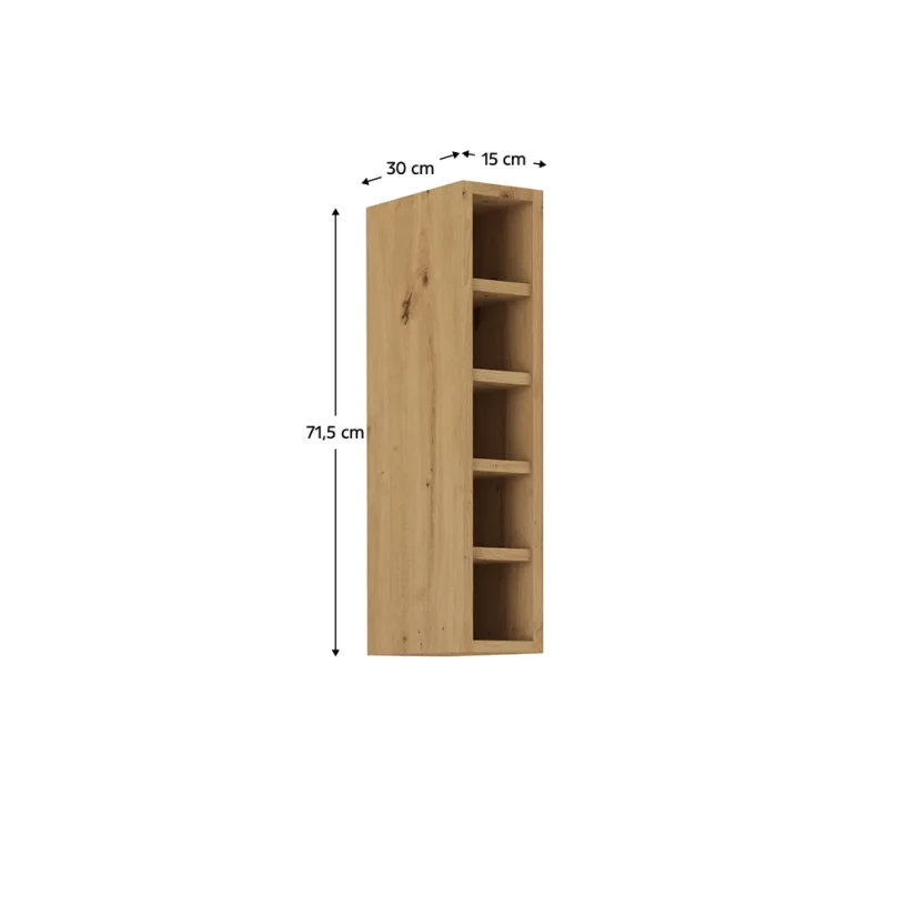 Horní otevřená skříňka, černý mat / dub artisan, Monro 15 G-72 OTW