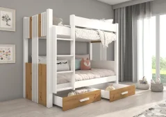 Patrová dvoulůžková postel ARTA 200x90 – artisan (214 x 103) cm – 2 zásuvky na lůžkoviny místo další komody