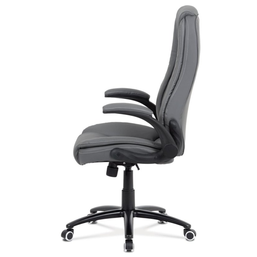Kancelářská židle, šedá ekokůže, kříž kov černý, houpací mechanismus