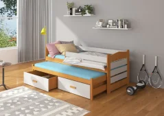Postel dvojitá s bariérou TIARRO 200x90 olše (97 x 80) cm – 2 zásuvky na lůžkoviny místo další komody