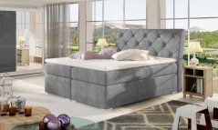 Kontinentální postel Boxspring CALVIN šedá – výška sedu 60 cm