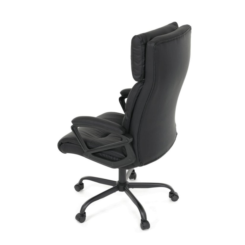 Kancelářské křeslo, houpací mechanismus, černá ekokůže, KA-Y346 BK