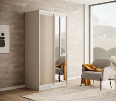 Posuvná skříň Delia 100 bílá (100 x 205) cm – 5 polic pro přehledné uložení