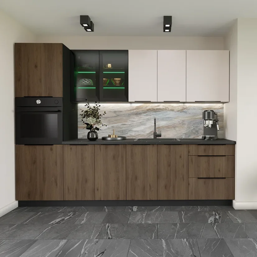 Horní rohová skříňka ARAKA 60x60 GN-90 2F, kašmír/černá