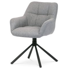 Židle jídelní, šedá látka, otočný mechanismus 90°/90° (L/P), černý kov