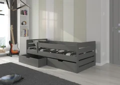 Postel BEMMA 200x90 grafit (97 x 63) cm – 2 zásuvky na lůžkoviny místo další komody