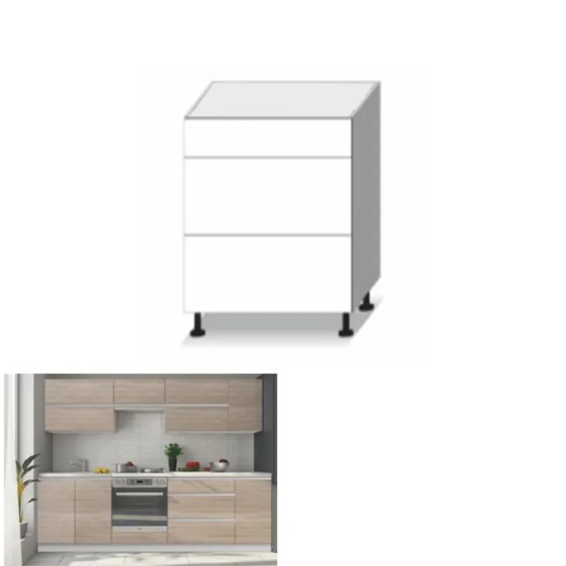 Dolní skříňka D 60S3 LINE, dub sonoma/bílá (60 x 54,5) cm