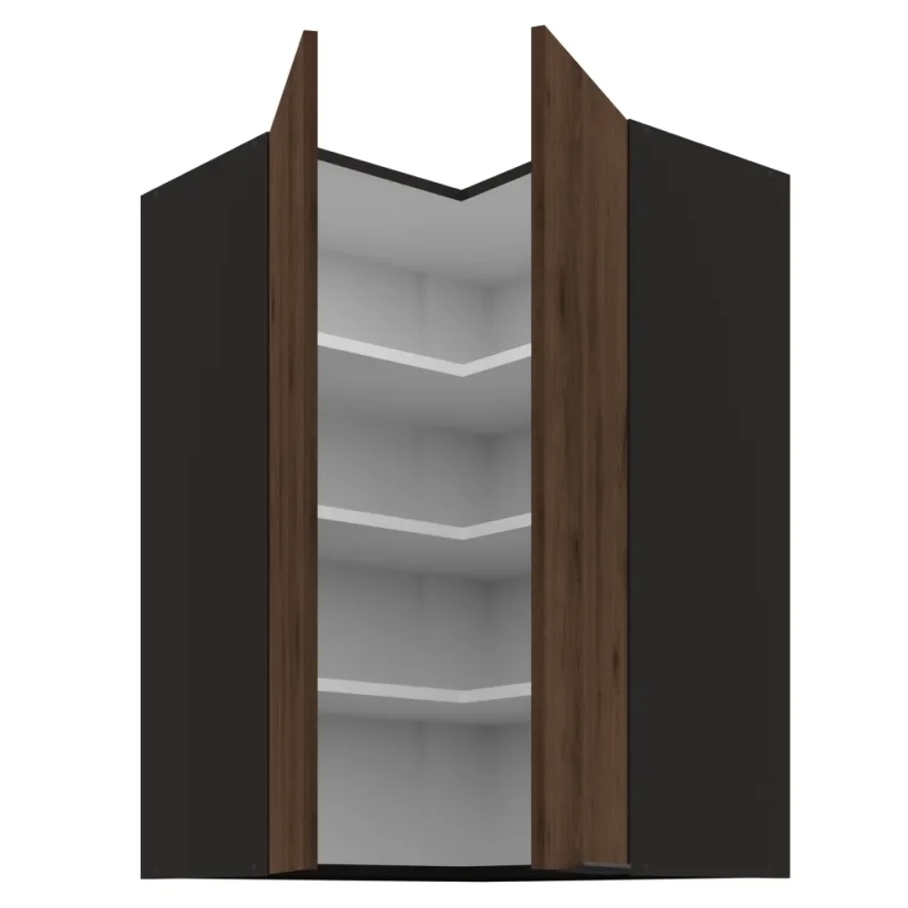 Horní rohová skříňka MENZO 60x60 GN-90 2F, ořech okapi/černá