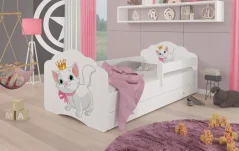 Postel s matrací, zábranou a šuplíkem CASIMO CAT 140x70 bílá (78 x 58) cm