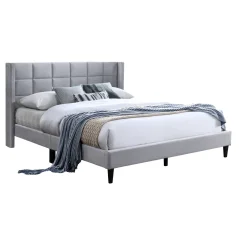 Postel, 160x200 BELATO, šedá Velvet látka (174,5 x 214) cm – spací plocha 160 x 200 cm