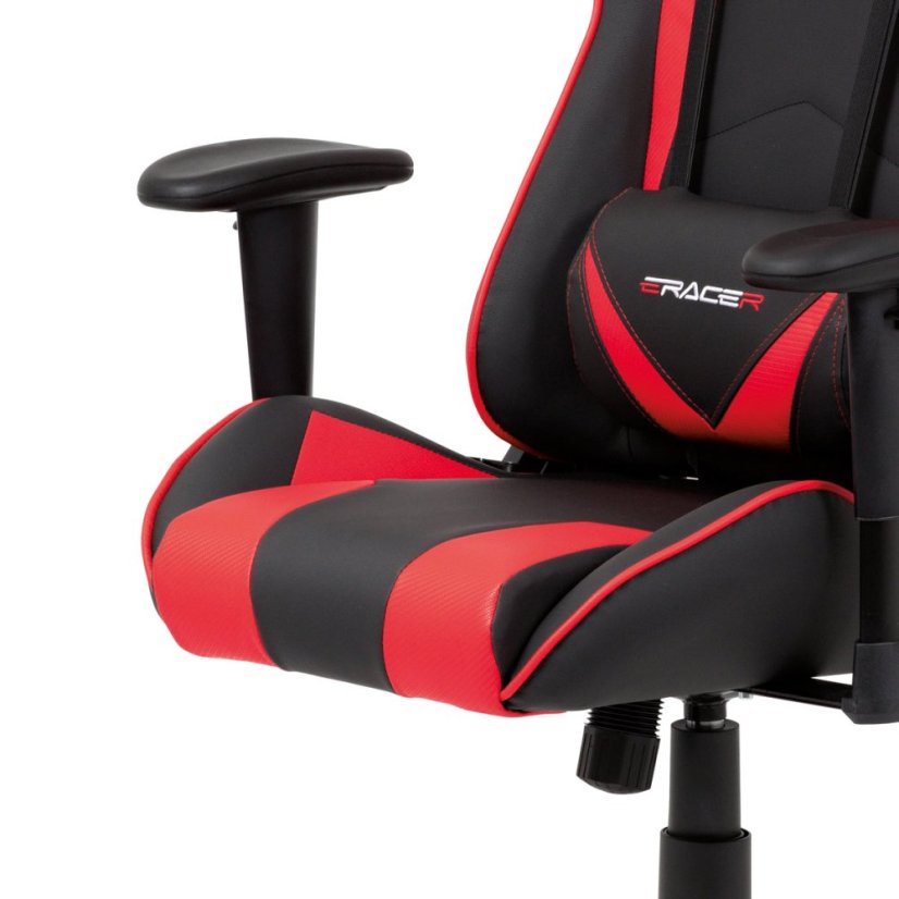 Kancelářská židle houpací mech., + koženka, plast. kříž - Barva (vyberte): červená#eup193470euv1