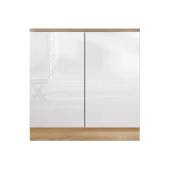 Dolní skříňka D 80 ZL LINE, vysoký bílý lesk/dub sonoma (80 x 82) cm