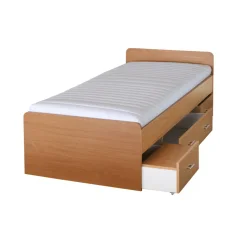 Postel, DUET – s úložným prostorem, buk, 90x200 – 3 šuplíky