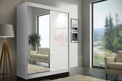 Šatní skříň SALSA 150 bílá (150 x 216) cm – posuvné dveře šetří místo