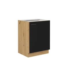 Spodní kuchyňská skříňka, Monro 60 D 1F BB, černý mat / dub artisan (60 x 82) cm