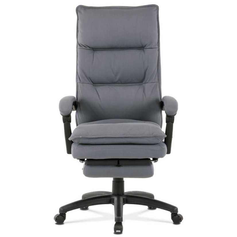 Kancelářské křeslo s podnožkou, potah šedá látka, PC mechanismus s aretací