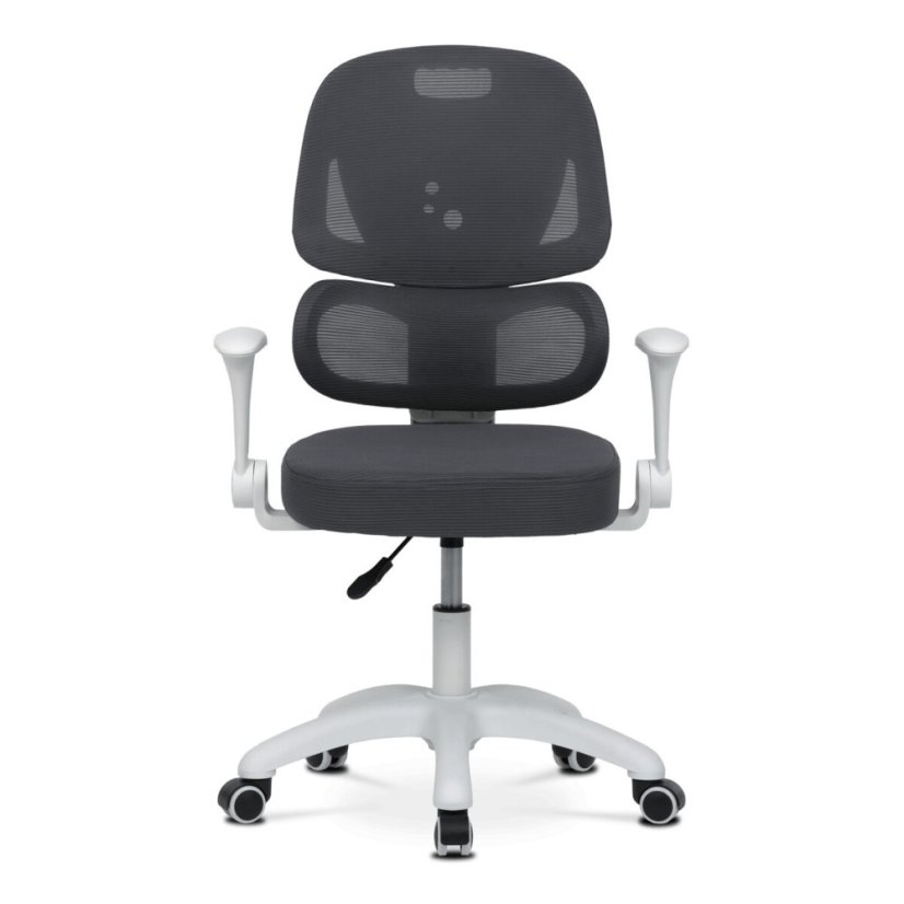 Dětská židle, výškově nastavitelná, šedá síťovina, KA-K1063 GREY