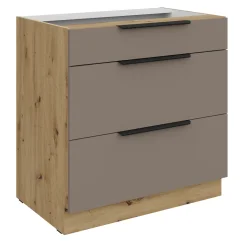 Spodní skříňka FRISBO 80 D 3S BB, sandgrau/dub artisan (80 x 82) cm