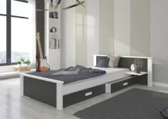 Postel ALDEX SHELF 180x80 – uhlová bílá (139 x 72) cm – 2 zásuvky na lůžkoviny místo další komody