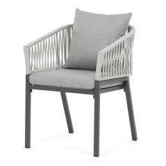 Zahradní židle, kov, polyratan, šedá, AZC-S1430 GREY