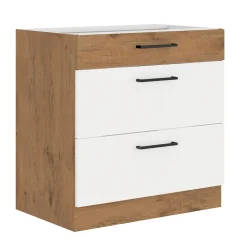Spodní skříňka VEGA D80 3S BB, bílá extra vysoký lesk HG / dub lancelot (80 x 82) cm