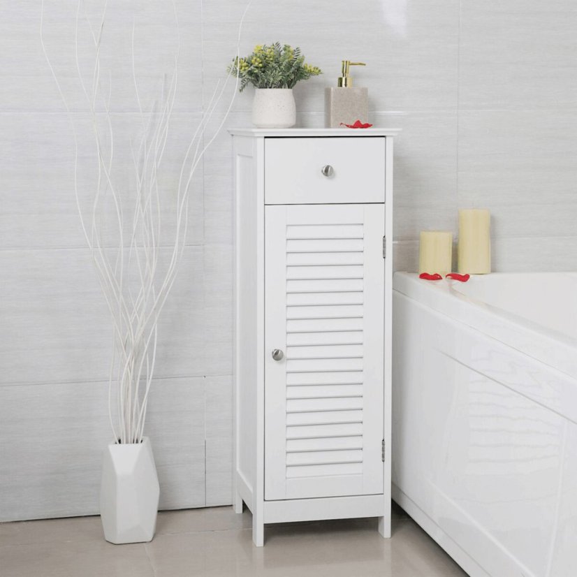 Koupelnová skříňka 32x30x87cm, mdf, bílá, AUK-E1143 WT