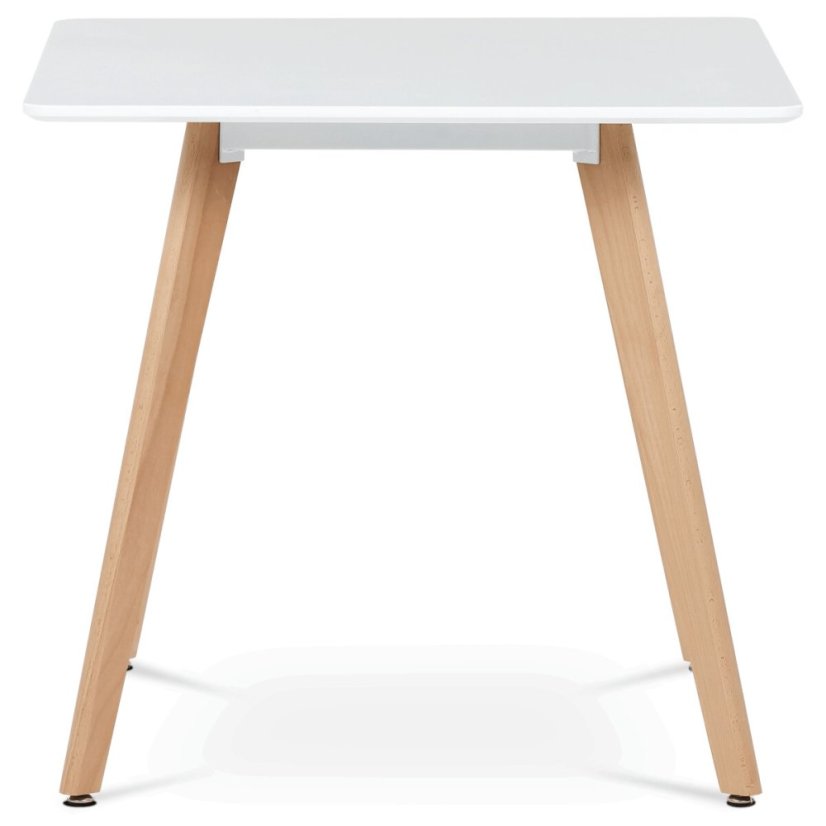 Jídelní stůl 80x80x75 cm, MDF, bílý matný lak, masiv buk
