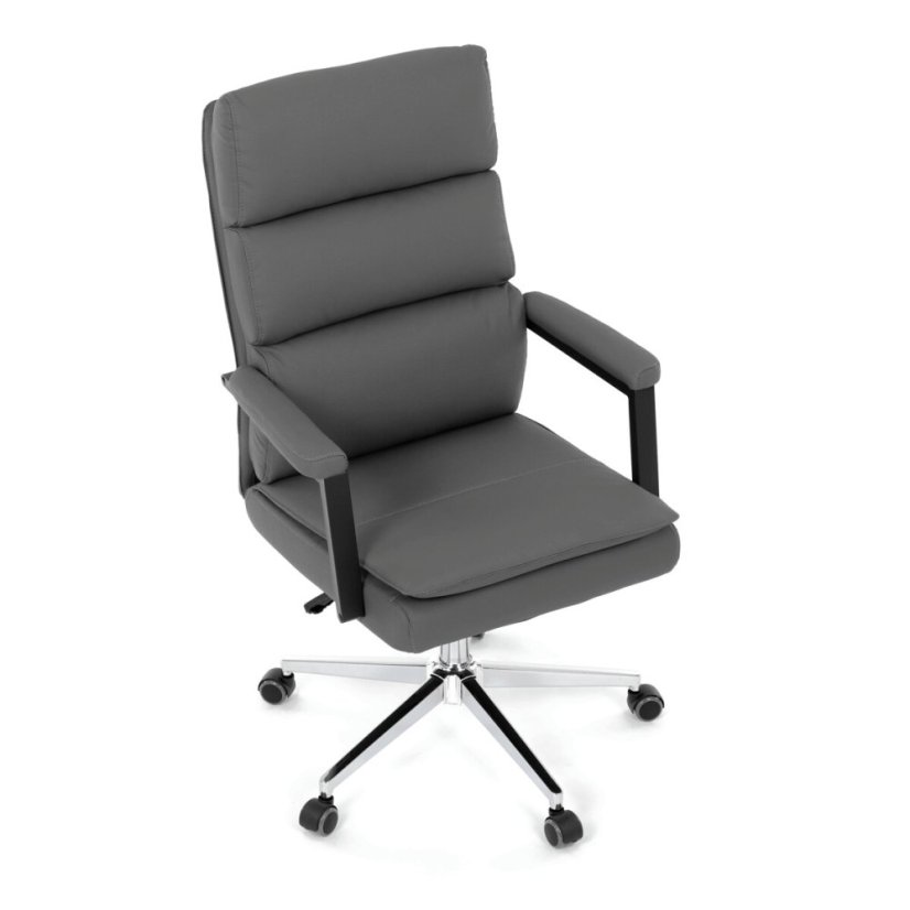 Kancelářské křeslo, houpací mechanismus, šedá ekokůže, KA-D8104 GREY