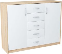 Komoda JULIUS K12D5S dub sonoma/bílá*