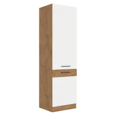 Vysoká skříňka VEGA 60 DK-210 2F, dub lancelot / bílá extra vysoký lesk HG (60 x 57) cm