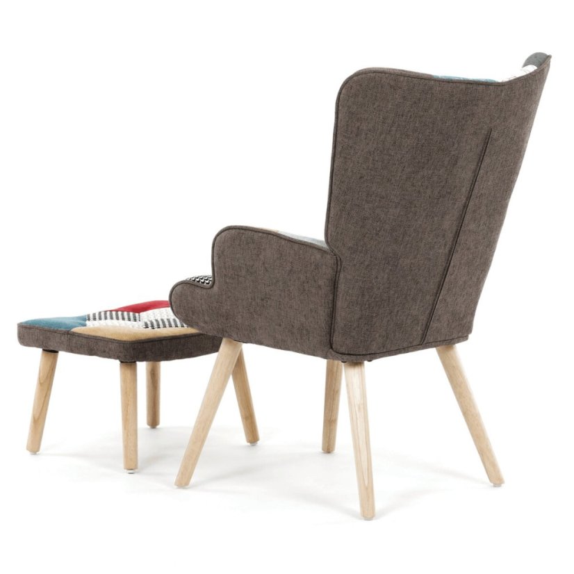 Křeslo ušák, vícebarevná, látka, AK-305B PW2 - Barva: patchwork#eup349589euv1