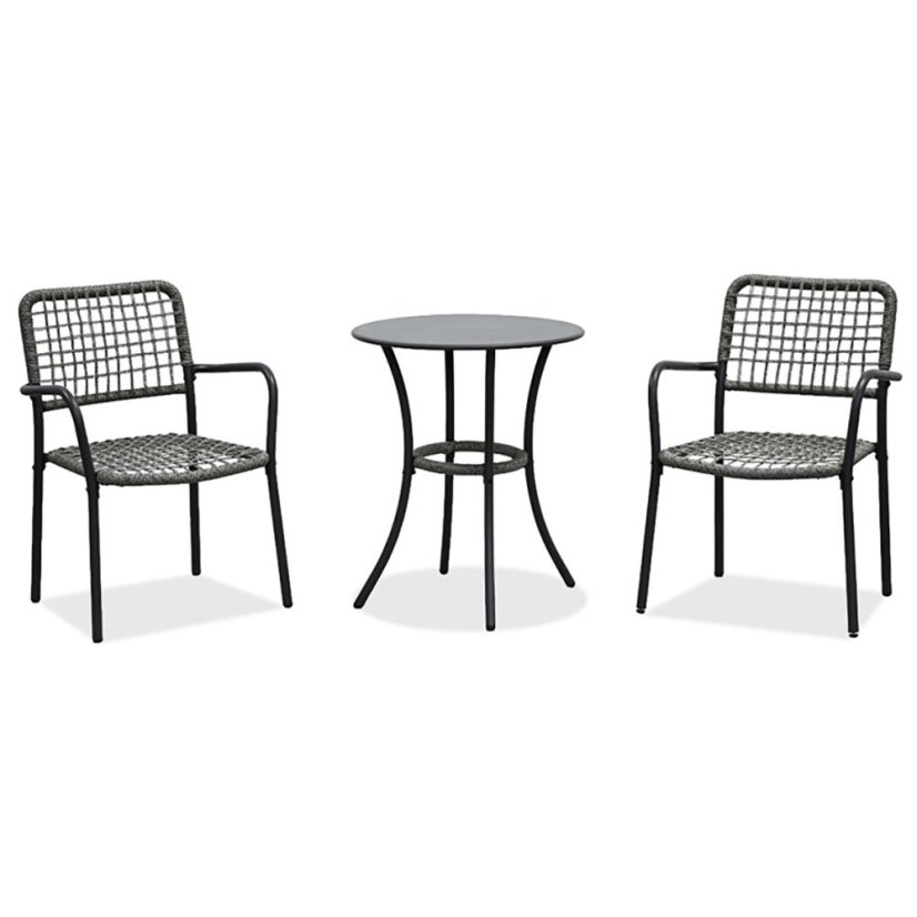 Balkónový set 1+2, stůl 60x60, židle umělý ratan barva antracit, kov antracit