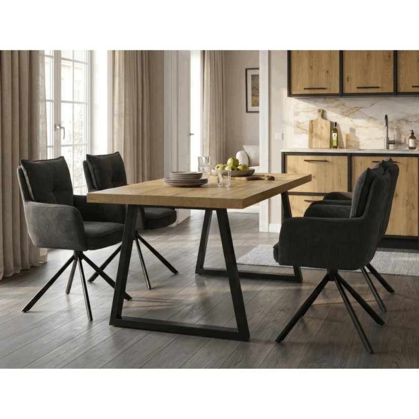 Jídelní stůl rozkládací 160- HT-R5624 OAK, lamino, dub (160 x 90) cm