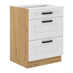 Spodní skříňka LULA 60 D 3S BB, bílá/dub artisan (60 x 82) cm