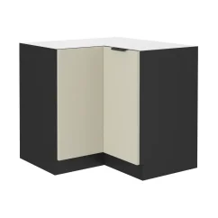 Spodní rohová skříňka, kašmír/černá, ARAKA 90x90 DN 2F BB