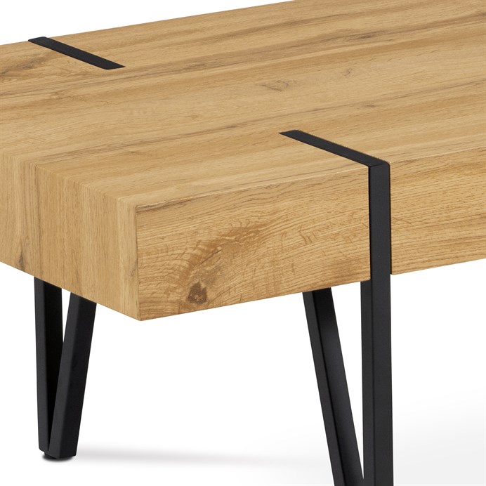 Konferenční stolek 110x60x42, MDF divoký dub, kov černá matná - Dekor: Divoký dub