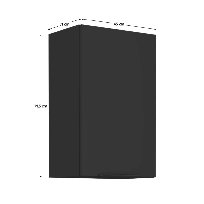 Horní skříňka SIBER 45 G-72 1F, černá (45 x 71,5) cm
