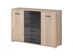 Komoda RITA 135 2D4S san remo sand / černý lesk