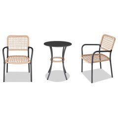 Zahradní set 1+2, stůl 60x60, židle umělý ratan barva přírodní,  kov antracit