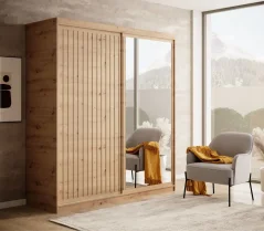 Posuvná skříň Delia 180 artisan – varianta 2 (180 x 205) cm – 5 polic pro přehledné uložení