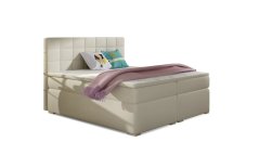 Kontinentální postel Boxspring LUCIE béžová ekokůže – nosnost 150 kg na jedno lůžko