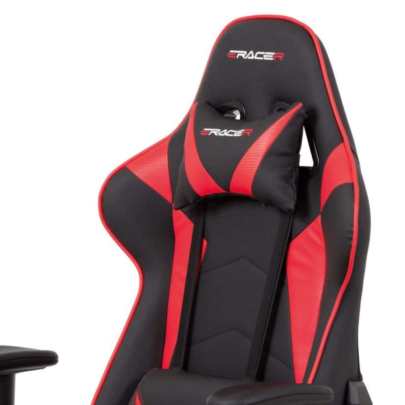 Kancelářská židle houpací mech., + koženka, plast. kříž - Barva (vyberte): červená#eup193470euv1